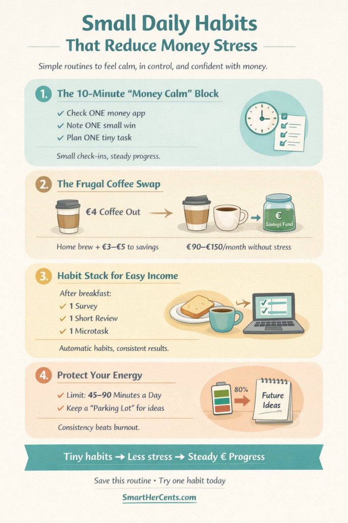 Simple routines that help you feel calm, in control, and confident with money.
